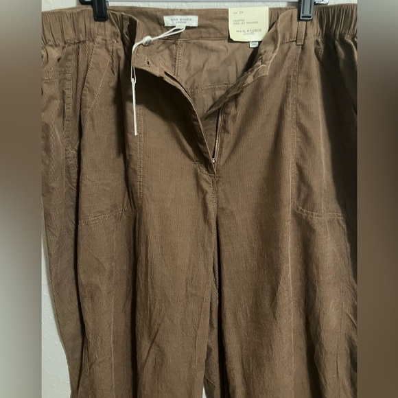 NWT Max Studio London Corduroy Cropped Wide Leg Pants  Plus 2X Brown MidRise - Picture 7 of 12